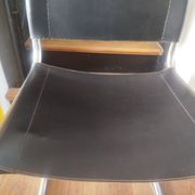 Cantilever chair / armchair Thonet in black leather and chrome metal – from