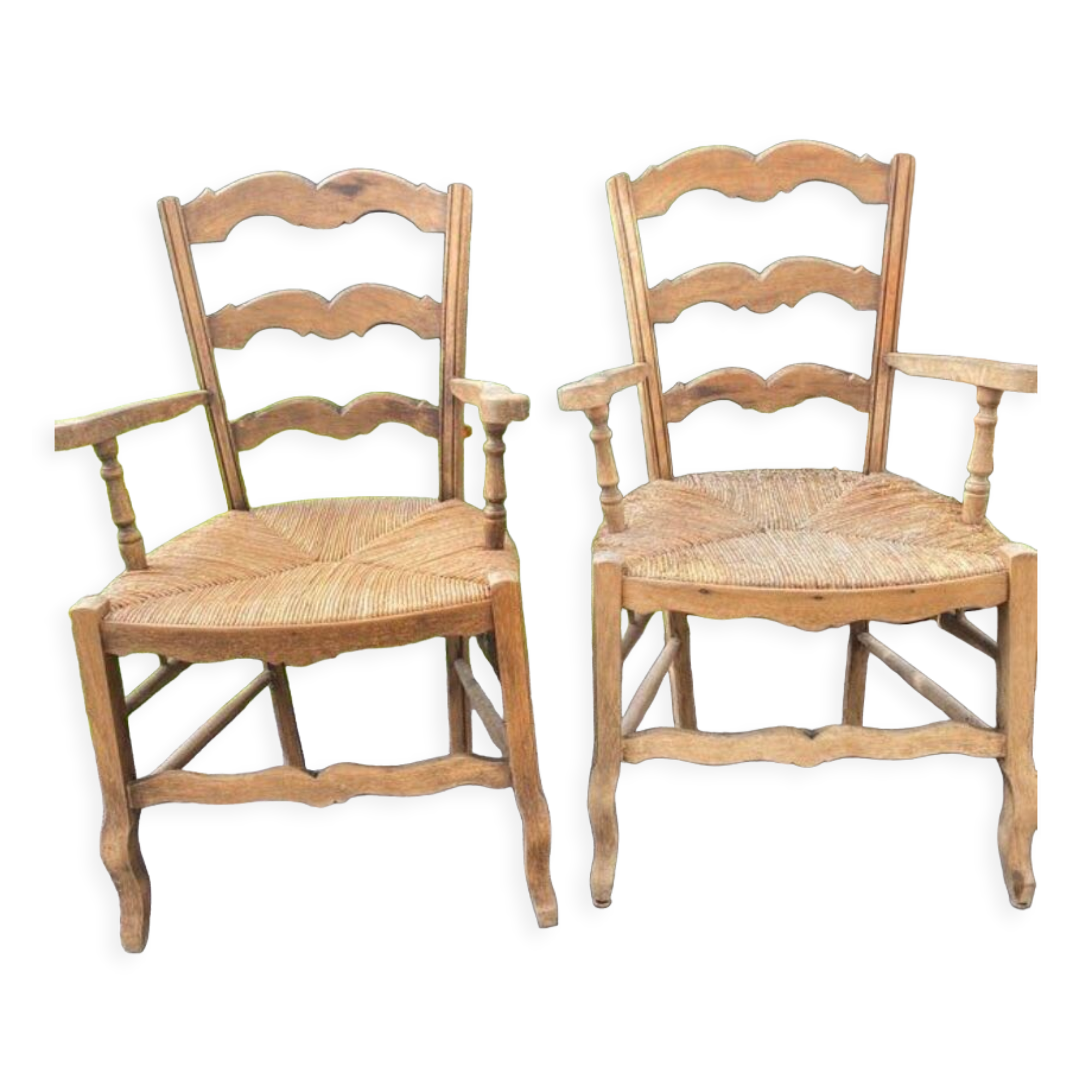 Fauteuil En Bois Et Paille – Design Français 1980, Naturel