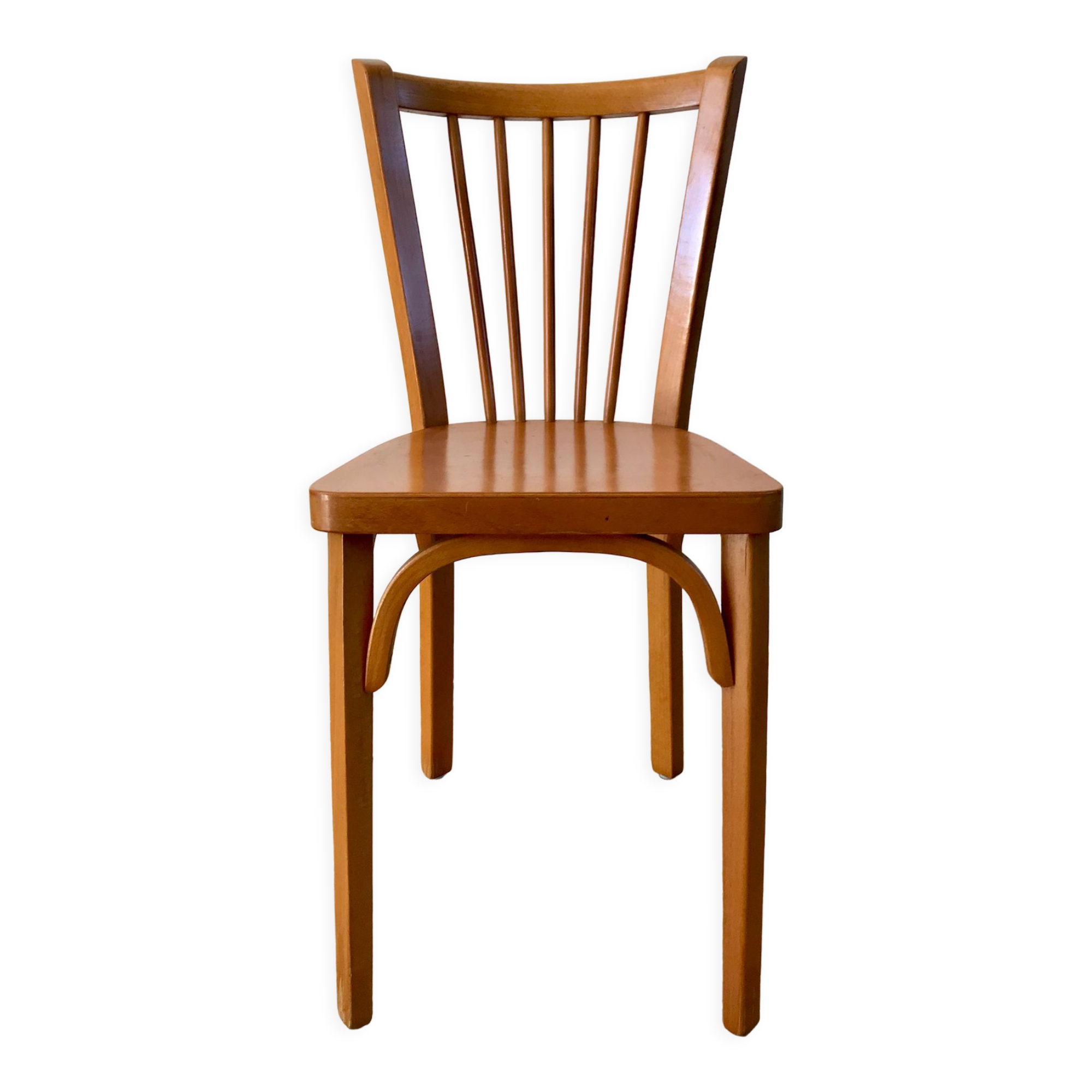 Chaise bistrot Baumann en bois de hêtre clair N°12 années 50