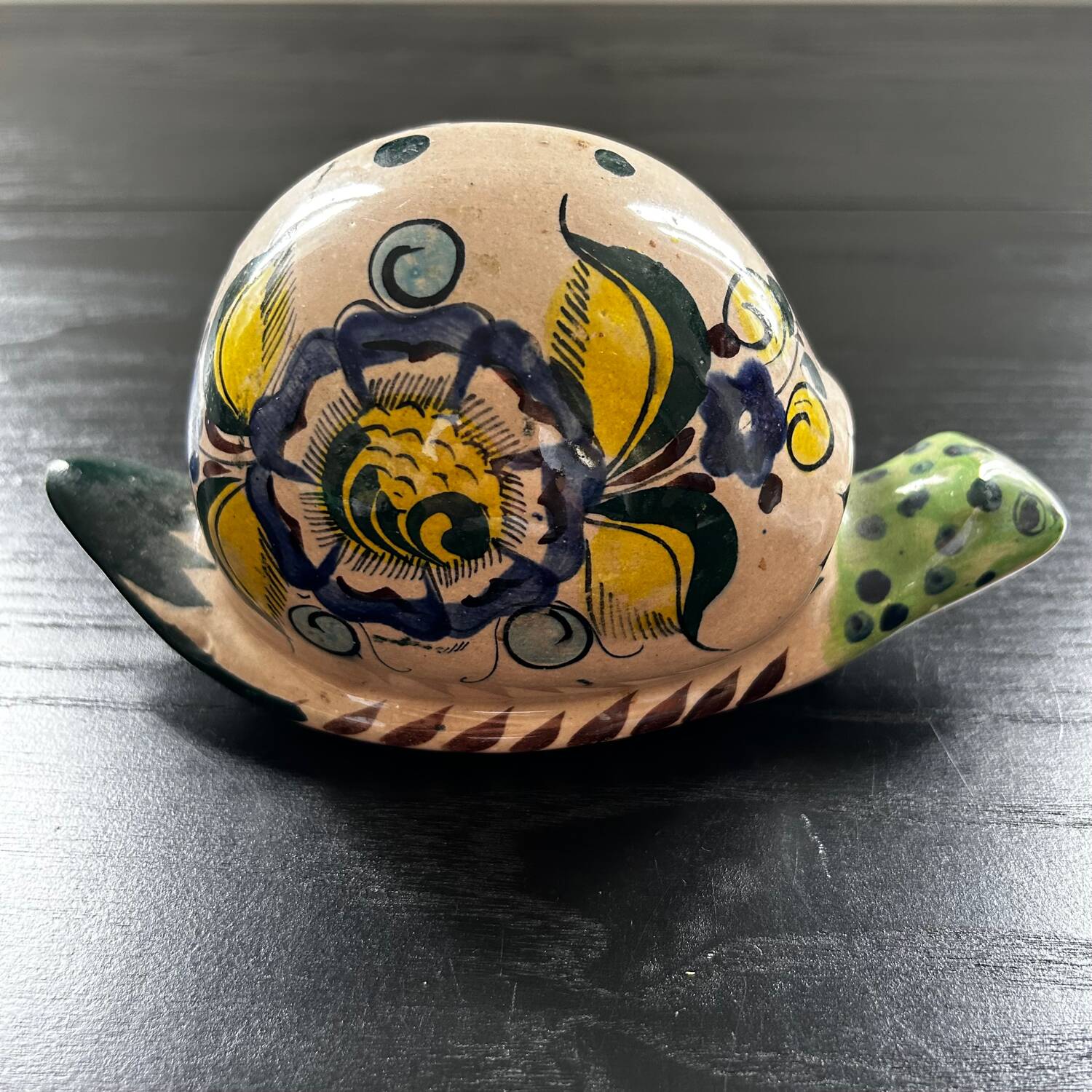 Painted stoneware snail
