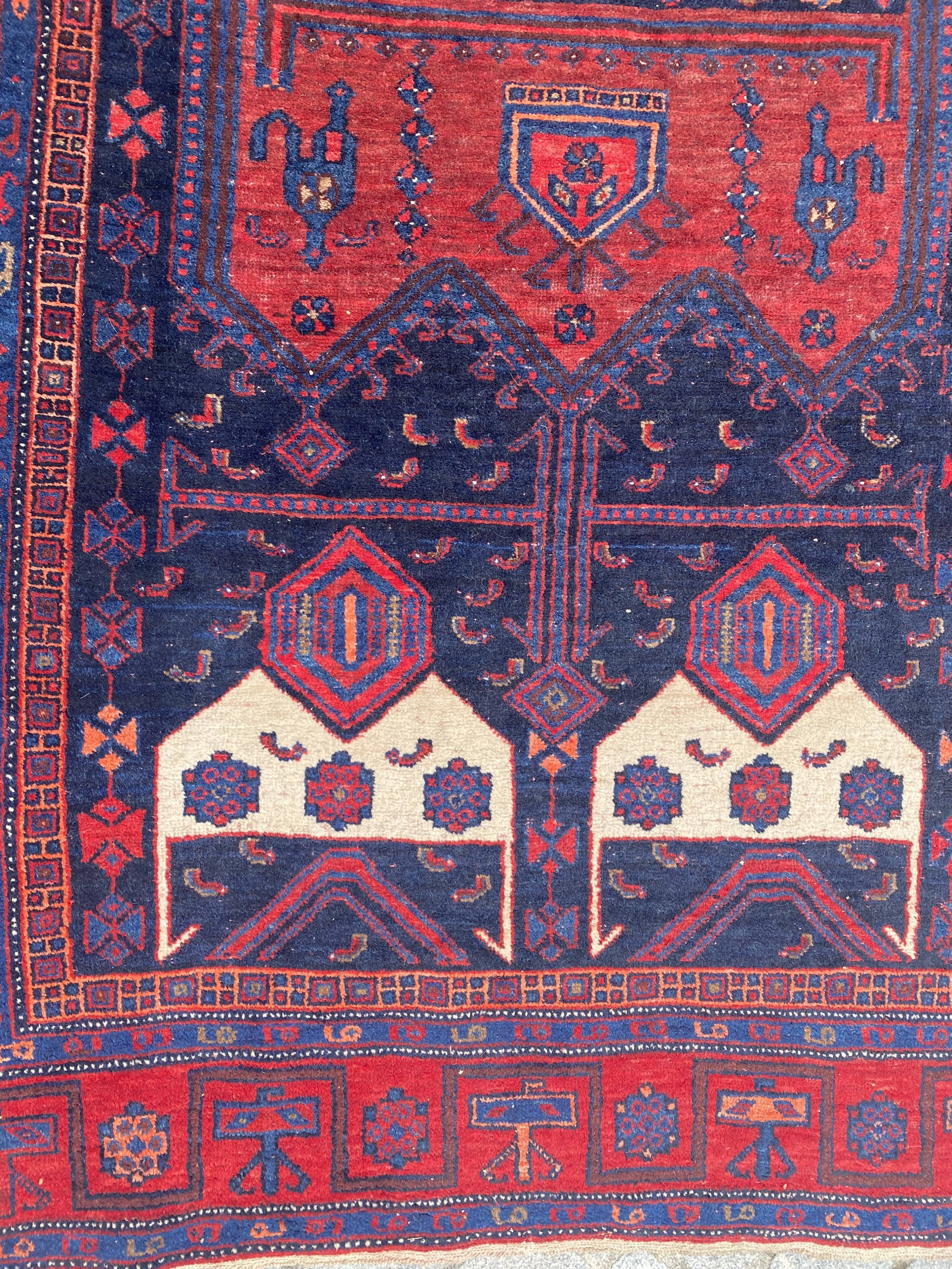 Very beautiful old Persian carpet Bijar handmade 148x318 cm