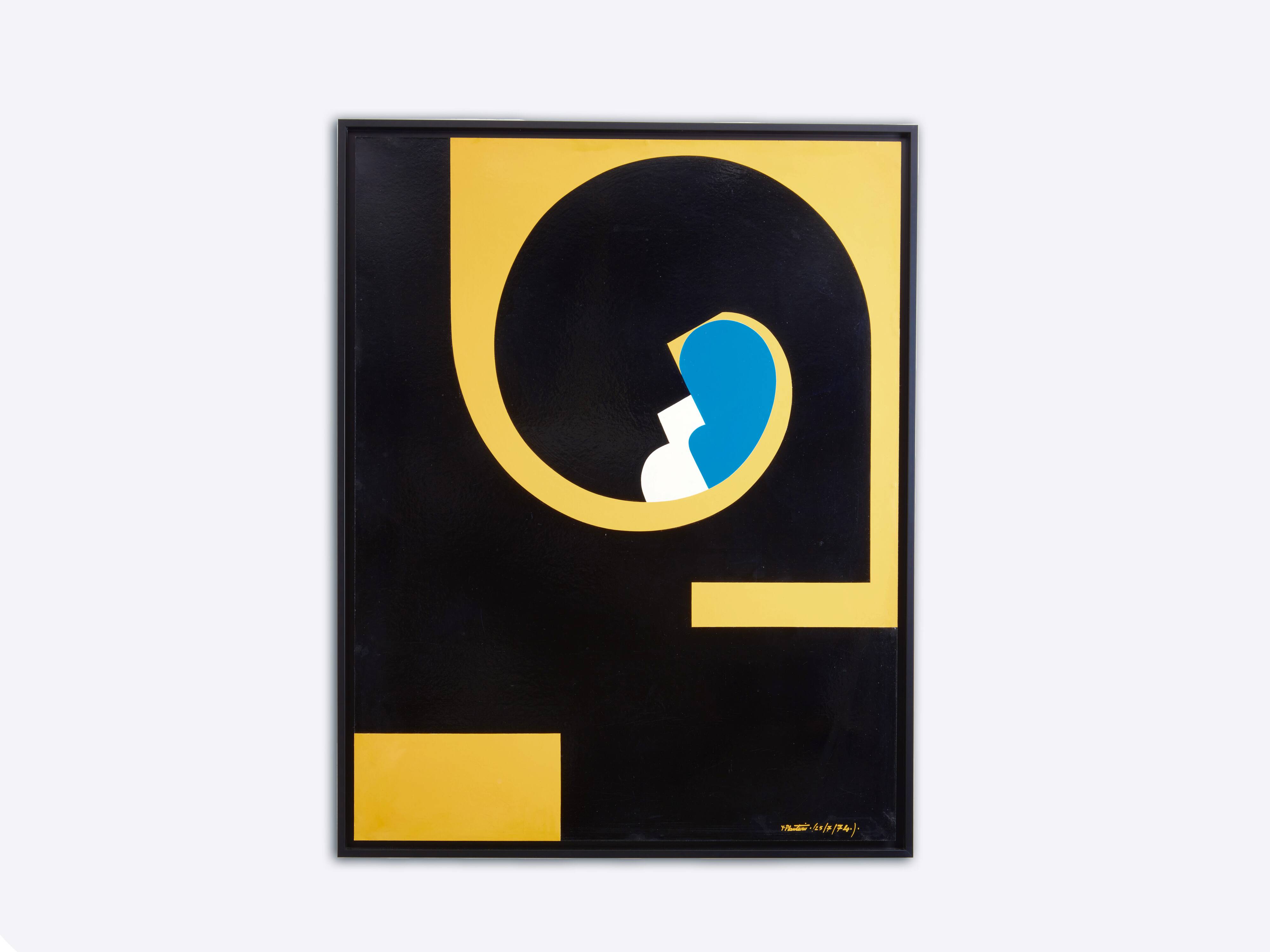 Yves Plantevin large oil on wood panel 1974