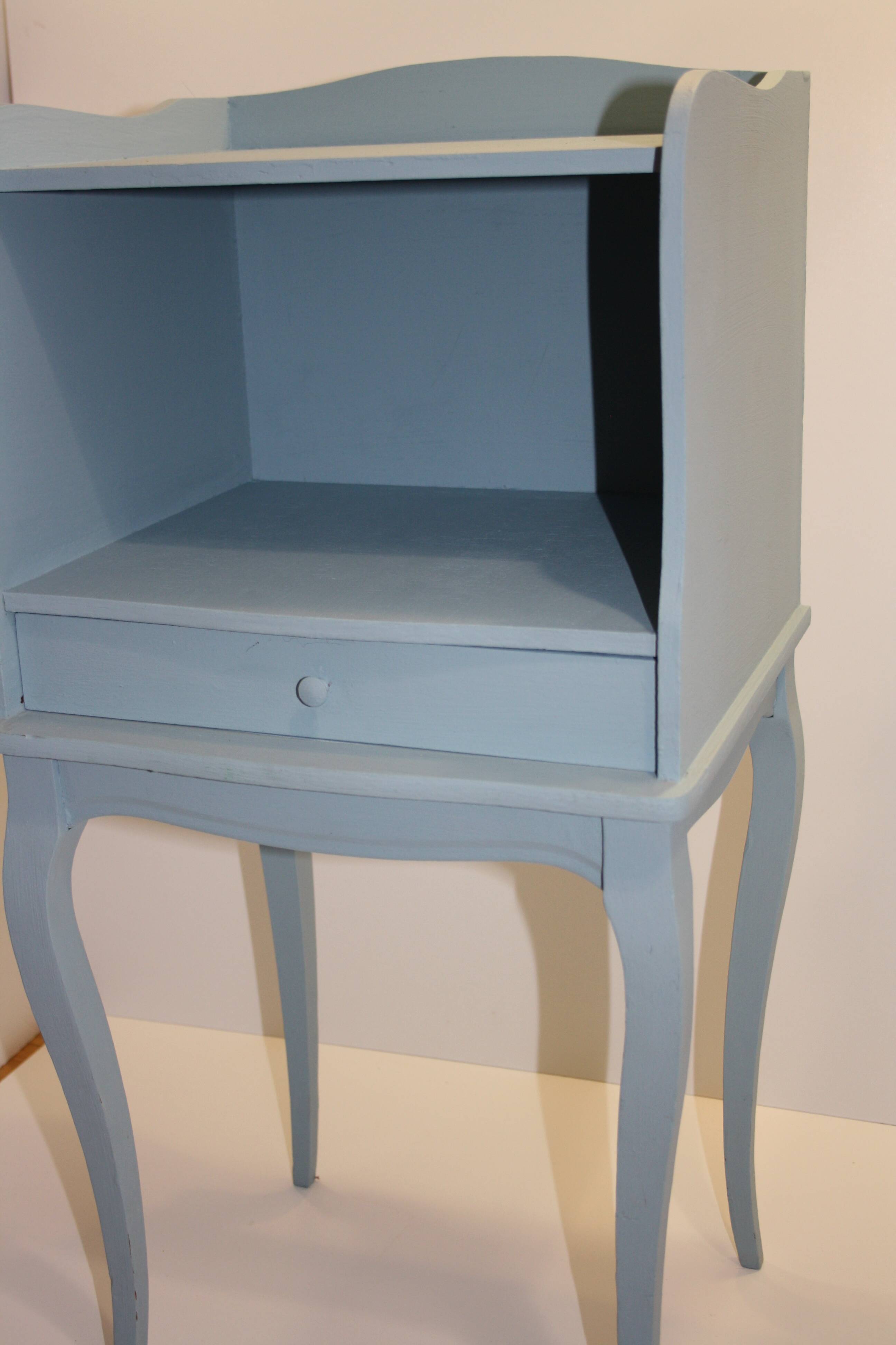 Classic blue bedside table with one drawer