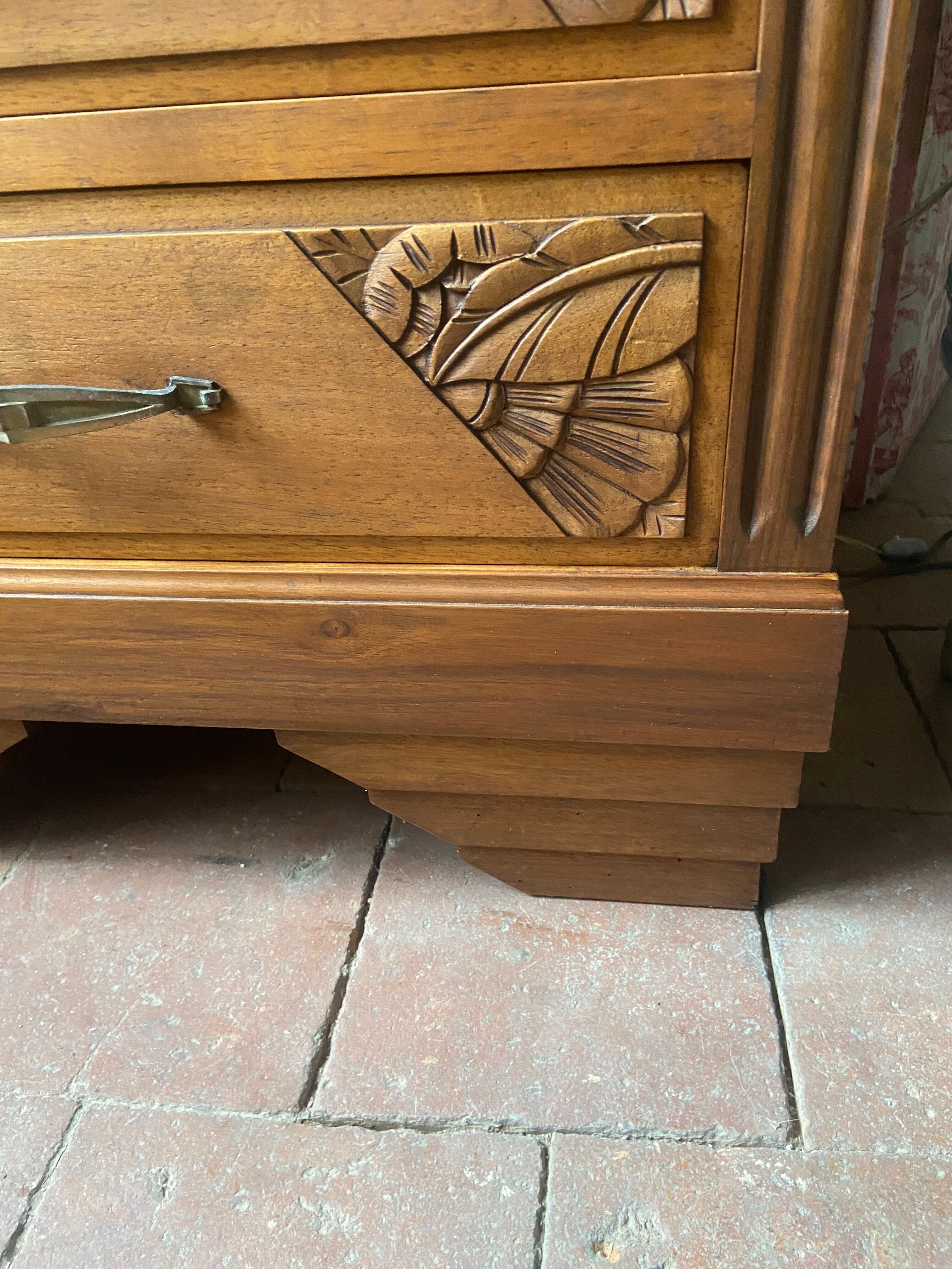 Commode semainier old era Art Deco in Walnut renovated