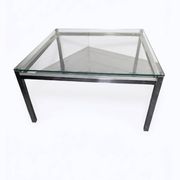 Chrome metal coffee table with a glass top from the 1970s.