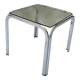 Square coffee table chromed metal and smoked glass