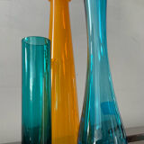 Trio of vintage glass paste vases