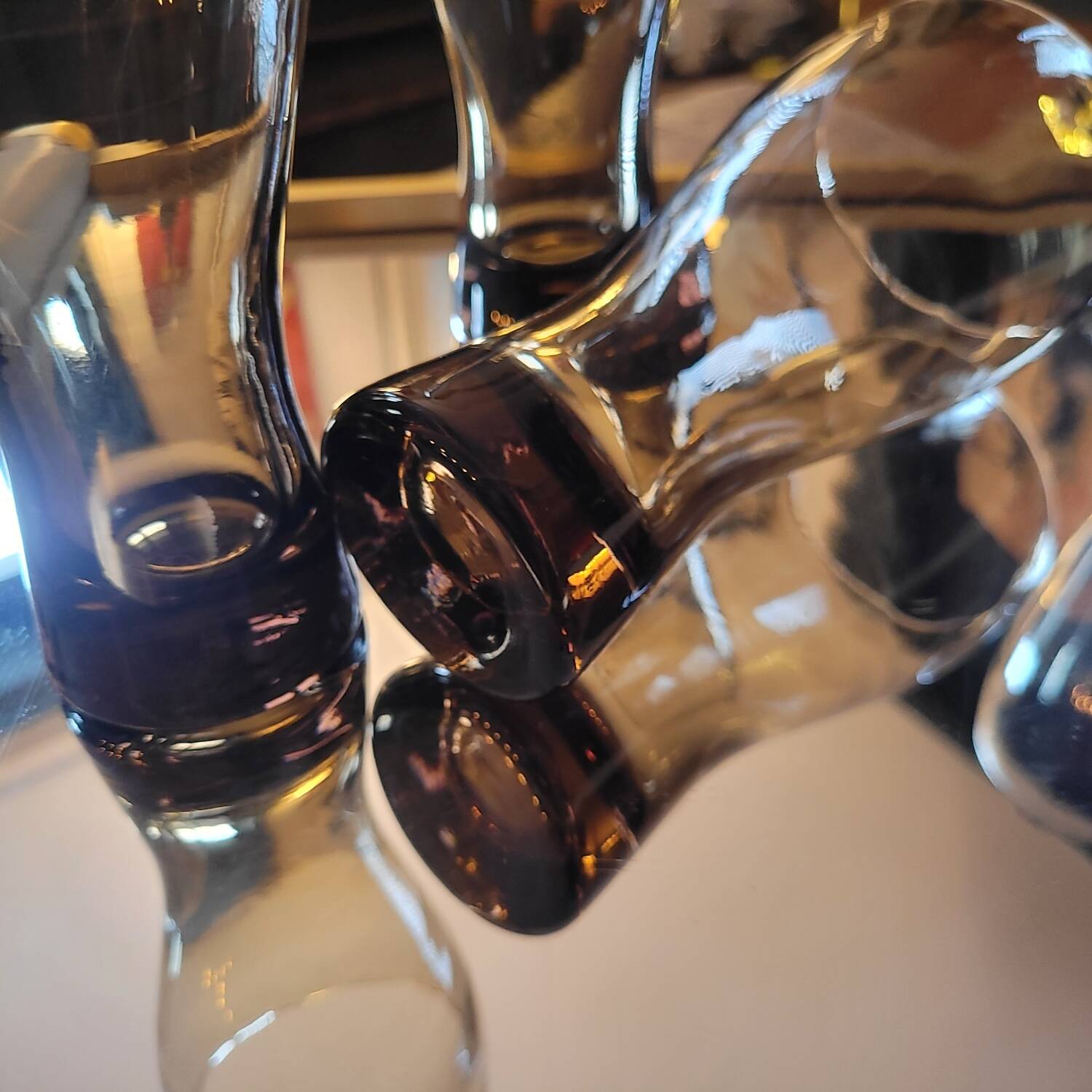 4 verres long drink en verre fumé 70s