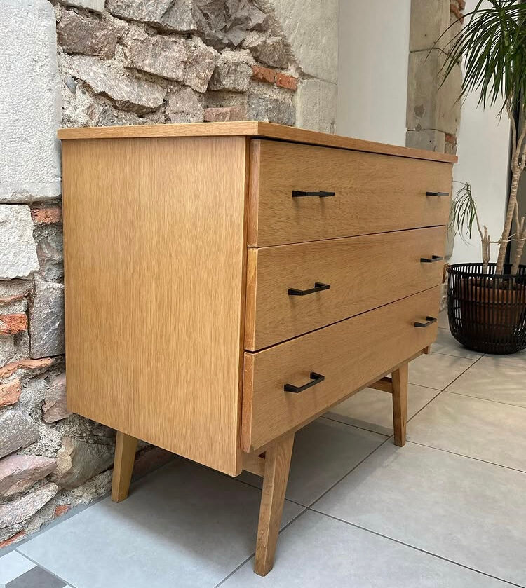 Commode années 60 pieds compas rénovée
