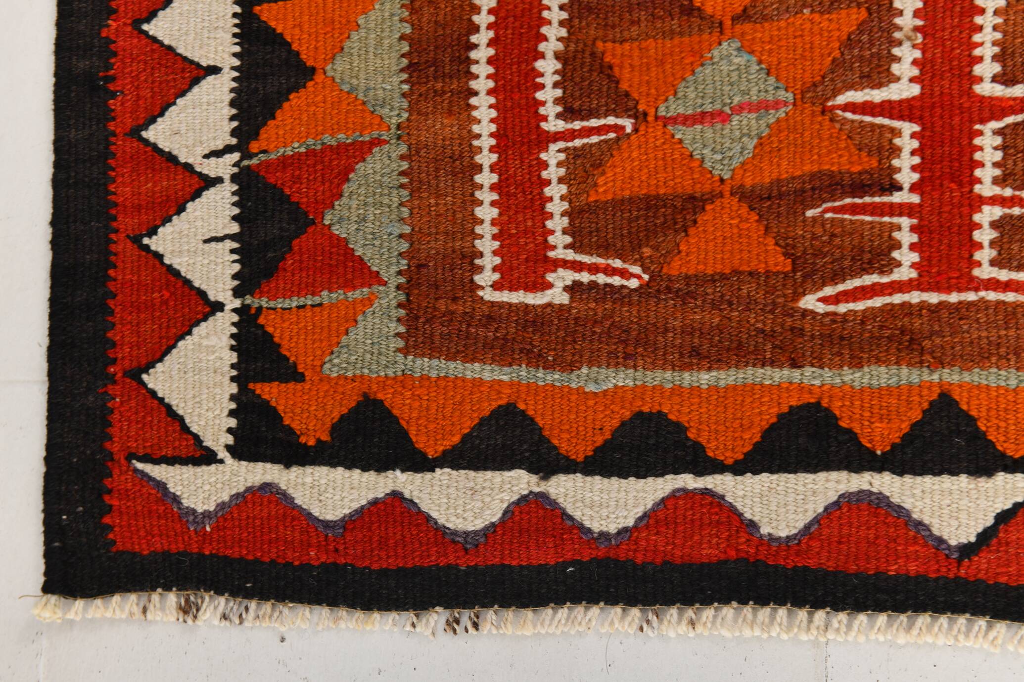 Tapis Kilim 3x10 Orange citrouille 93x308 cm
