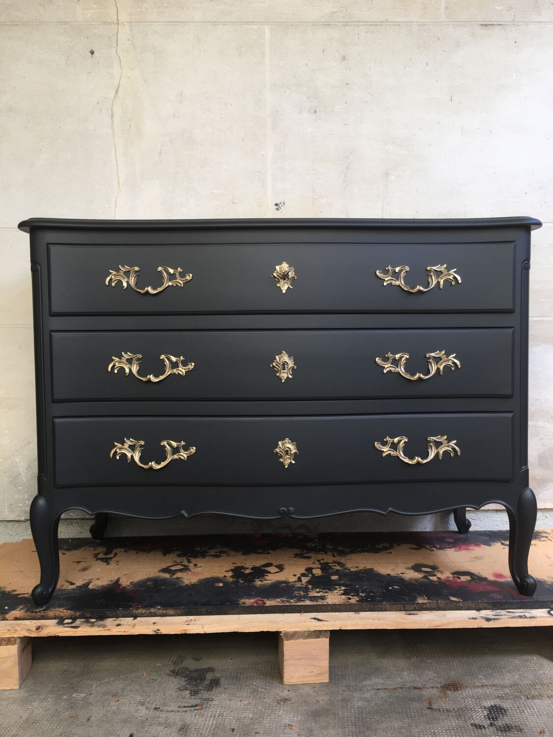 Black restyled vintage chest of drawers