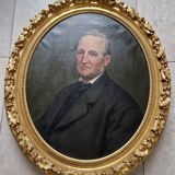 Charles Gislain (1826-1904) - Huile sur toile ovale - Portrait d'Homme 1887