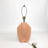 1980s salmon pink ceramic table lamp art deco pastel midcentury golden girls