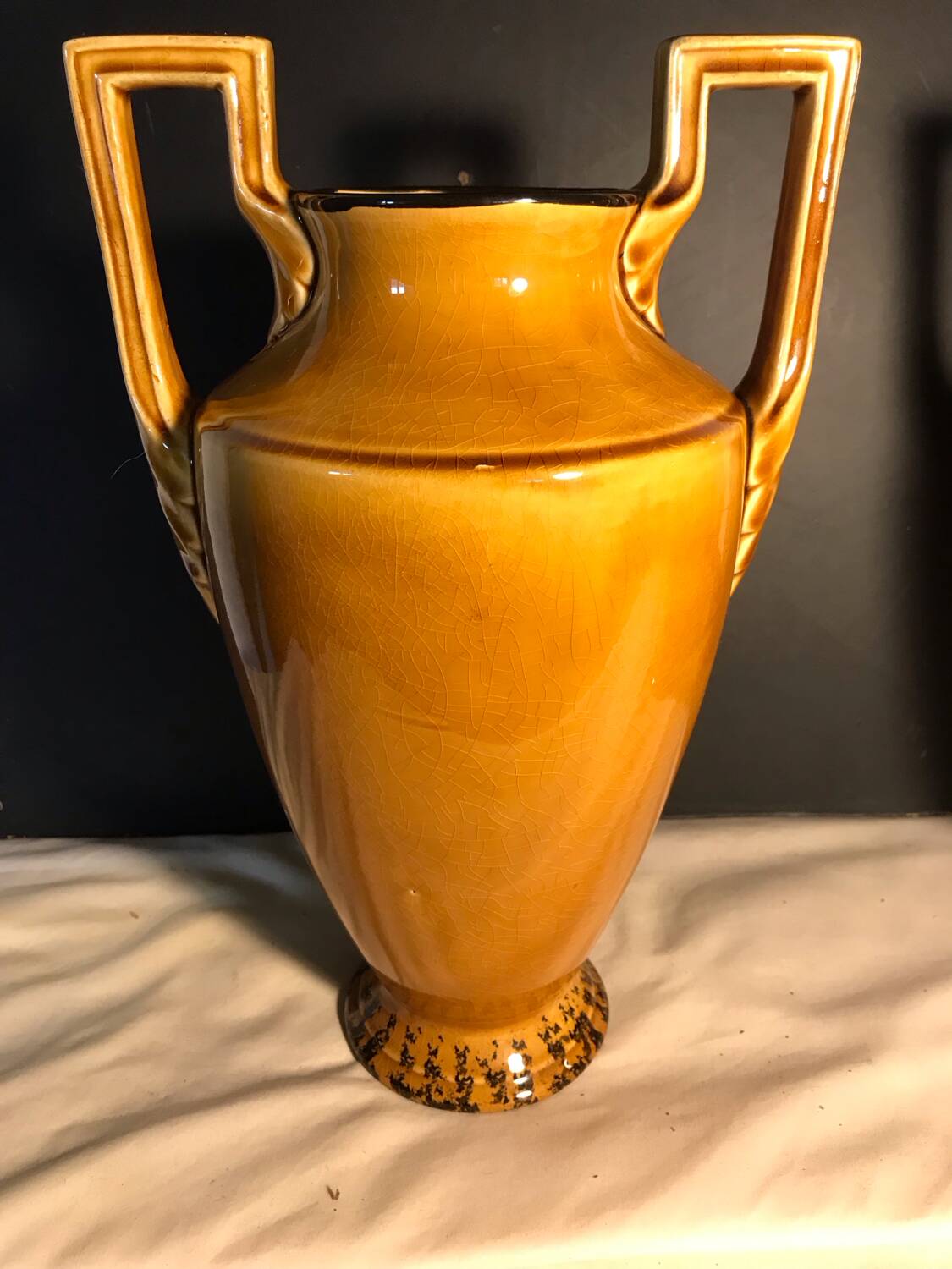 Pair of Orchies Art Deco Vases with silhouette style Fawn decoration