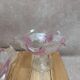 Set of 3 vintage pressed glass bowls with pink floral decoration.