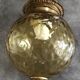 Chandelier vintage ceiling lantern in textured yellow glass and golden brass