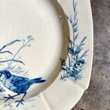 Hollow plate Gien in blue ironstone, "Birds" service circa 1870 no. 6