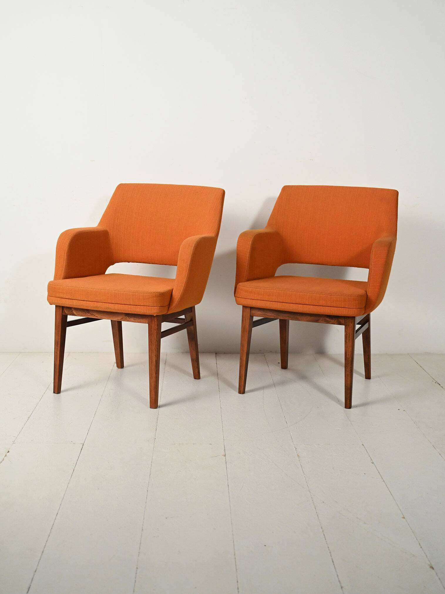 Pair of orange Oslosund armchairs by Kinnarps, 1950s