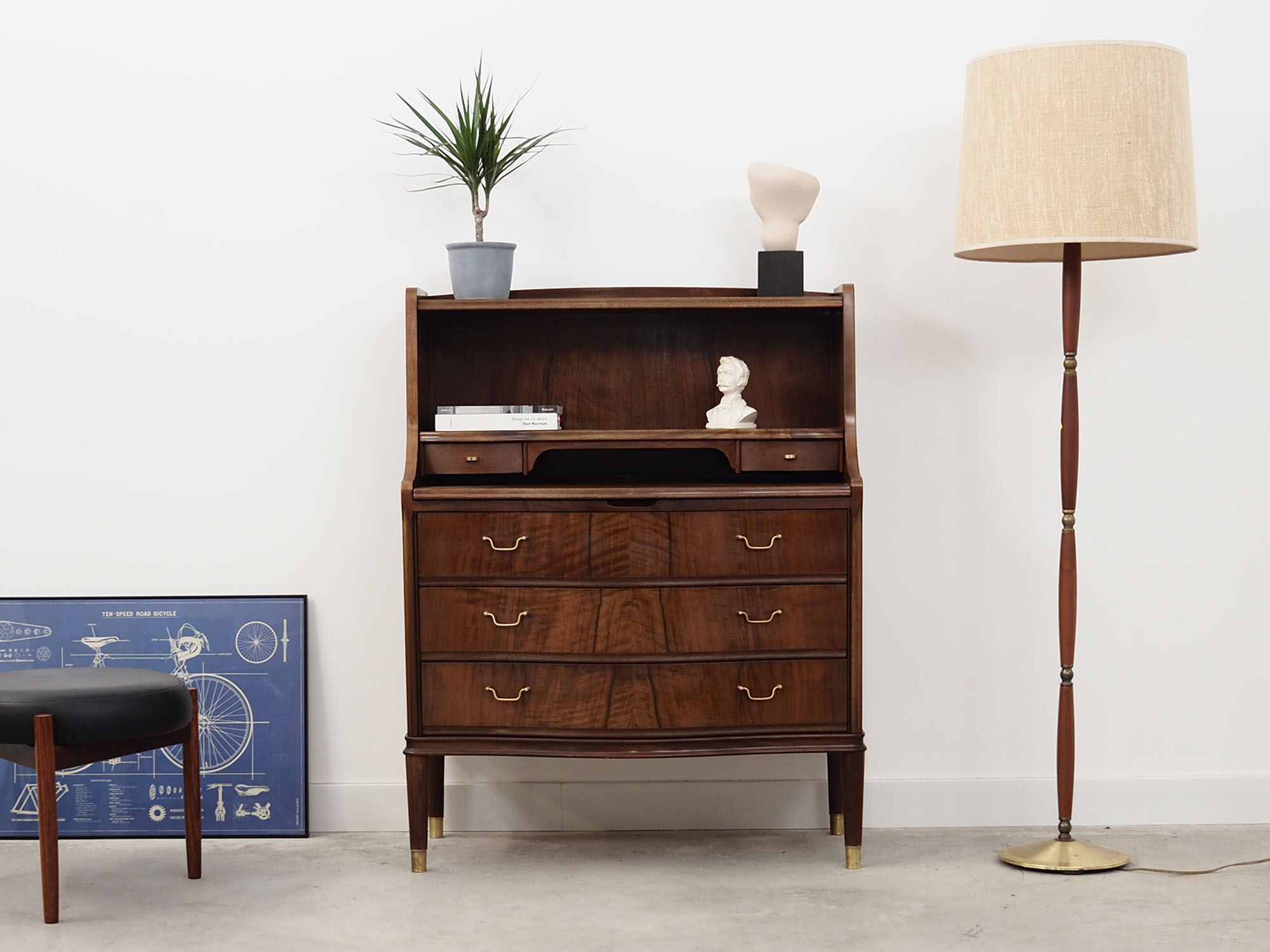 Walnut secretary, Danish design, 60's, production: Denmark