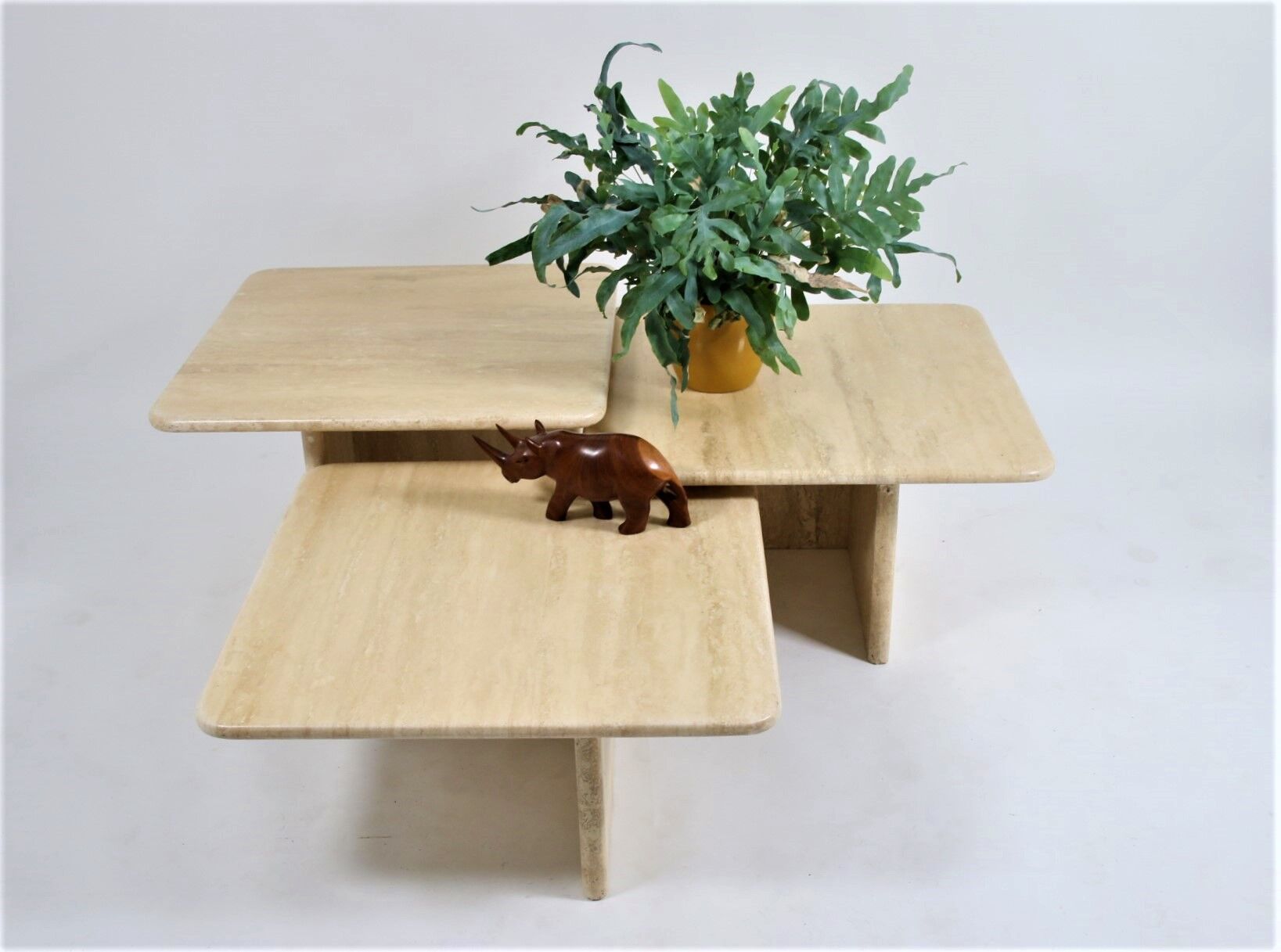 French travertine marble table set 1960