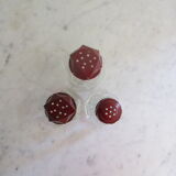 3 glass sprinklers or sugar bowls