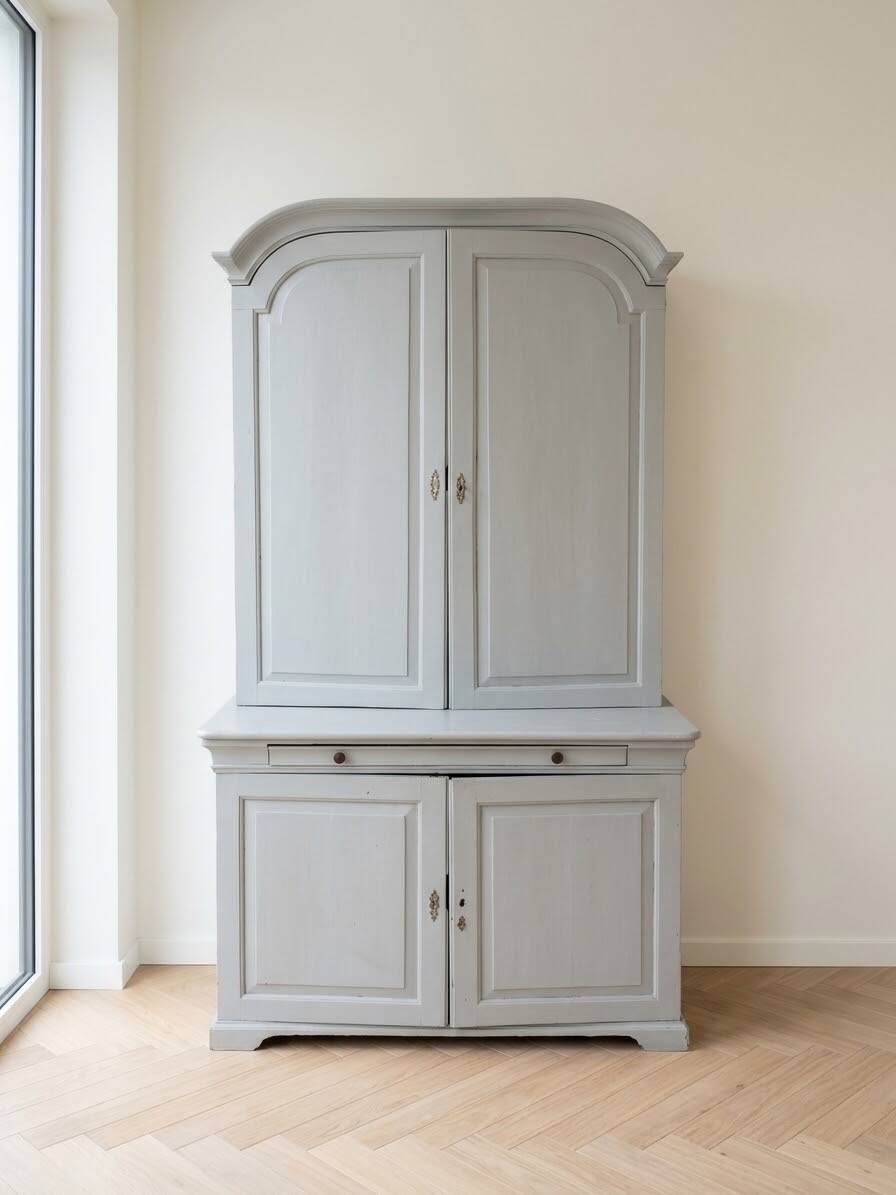 Antique storage furniture repainted grey