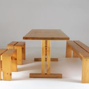 Table, bench and stools Les Arcs by Charlotte Perriand, France, 1960