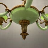 Lustre art déco italien vert opaline verre