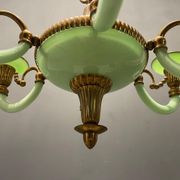 Art Deco Italian Green Opaline Glass Light Pendant