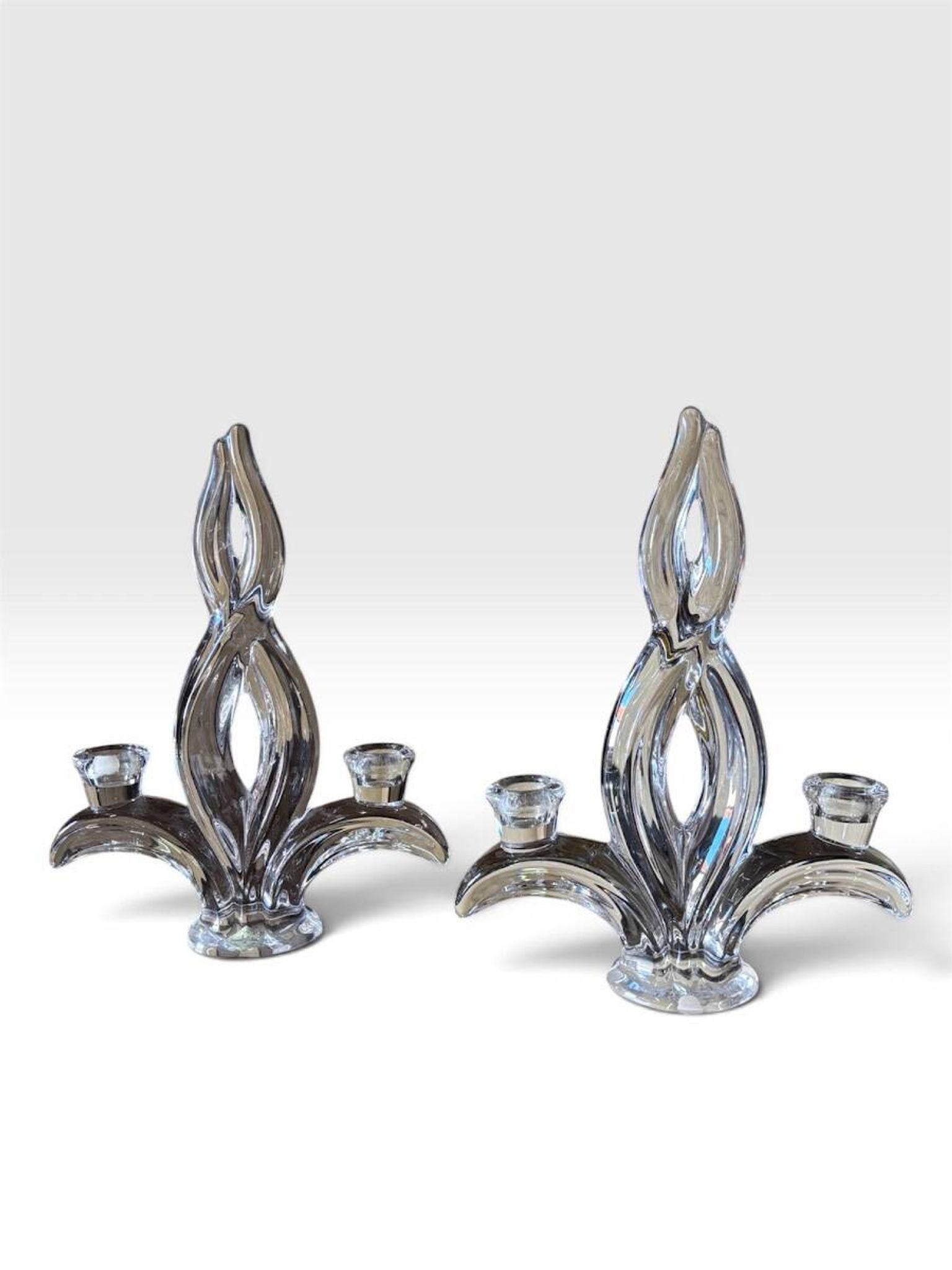 Pair of crystal candlesticks Vannes le Chatel Lorraine