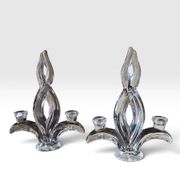 Pair of crystal candlesticks Vannes le Chatel Lorraine