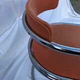 Victoria chair 70s chrome structure and terracotta-colored alacantara fabrics
