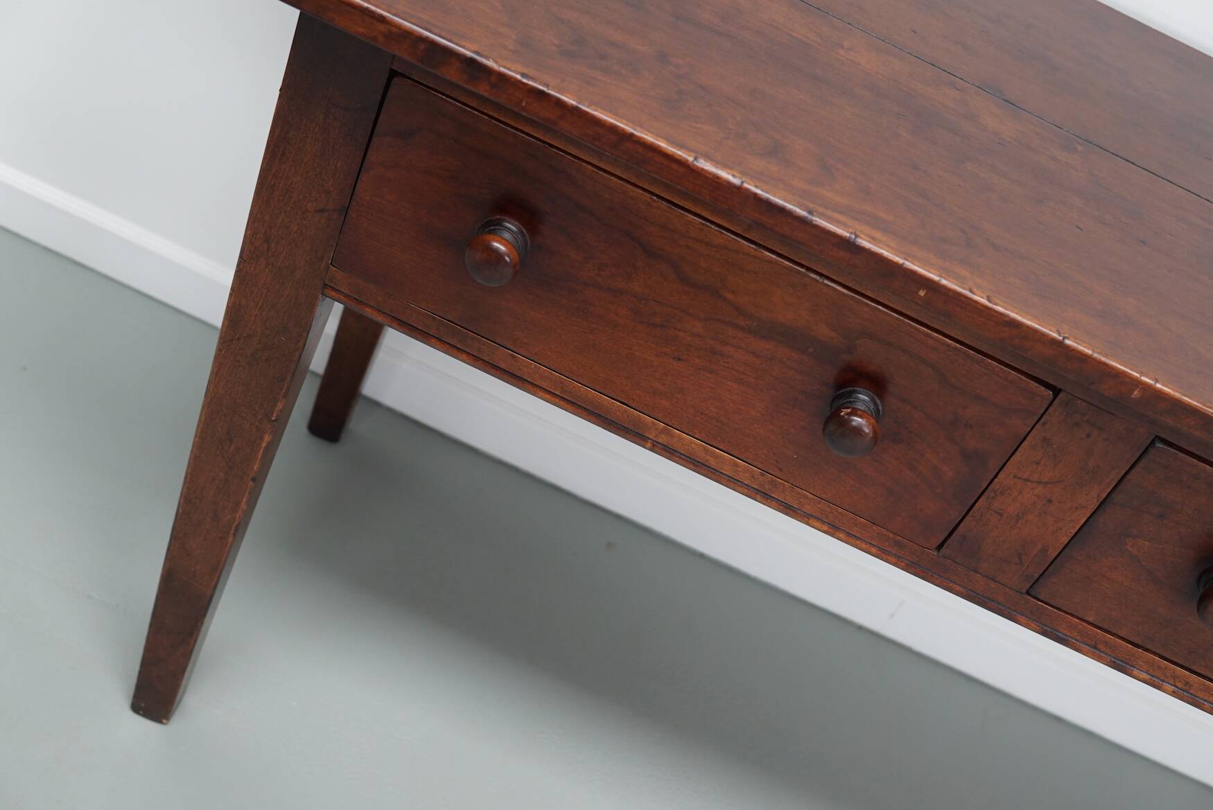 Vintage English Rustic Farmhouse Beech Side Table, 1950s