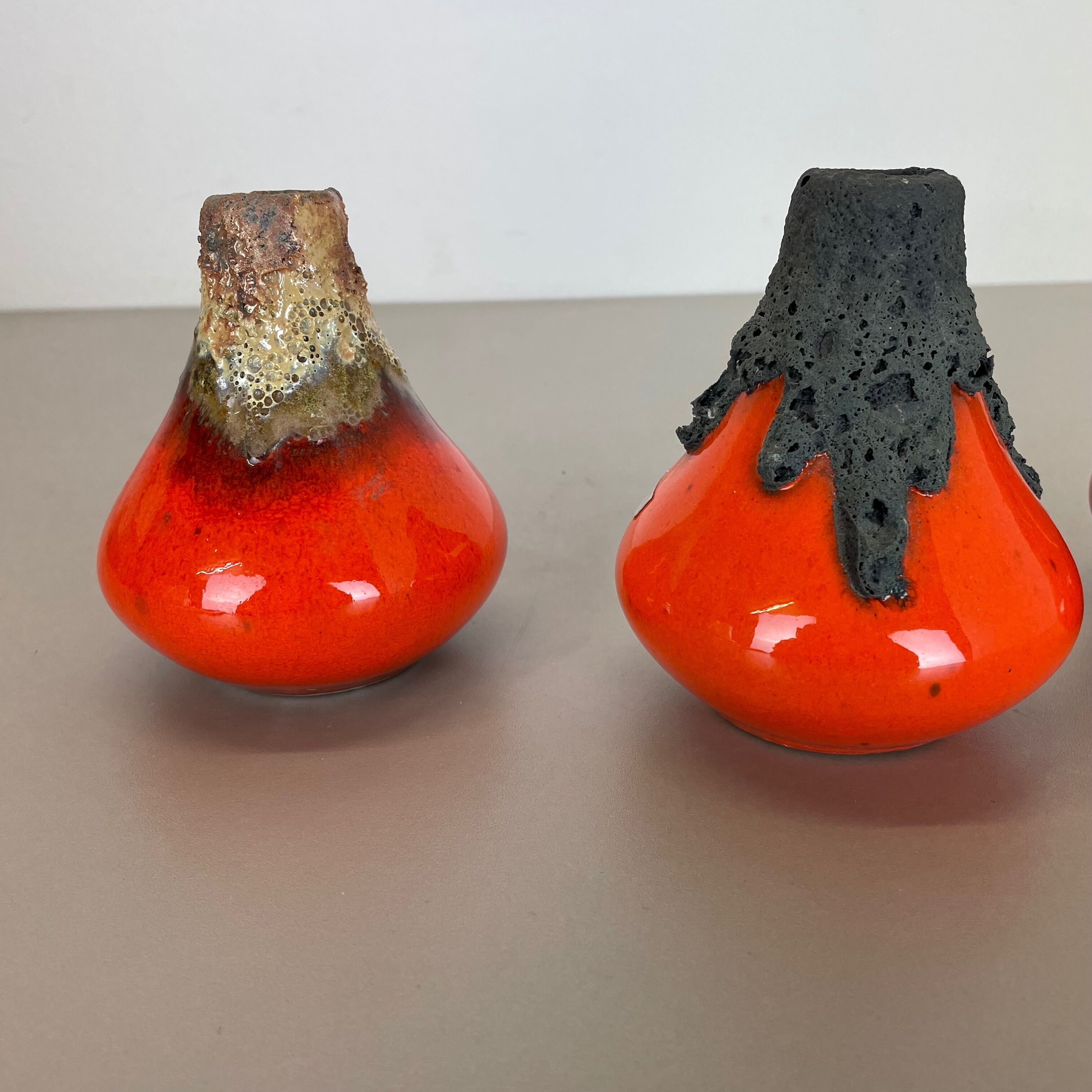 Set of 3 Original 1970 Ceramic Studio Pottery Vase by Roth Ceramics, Germany