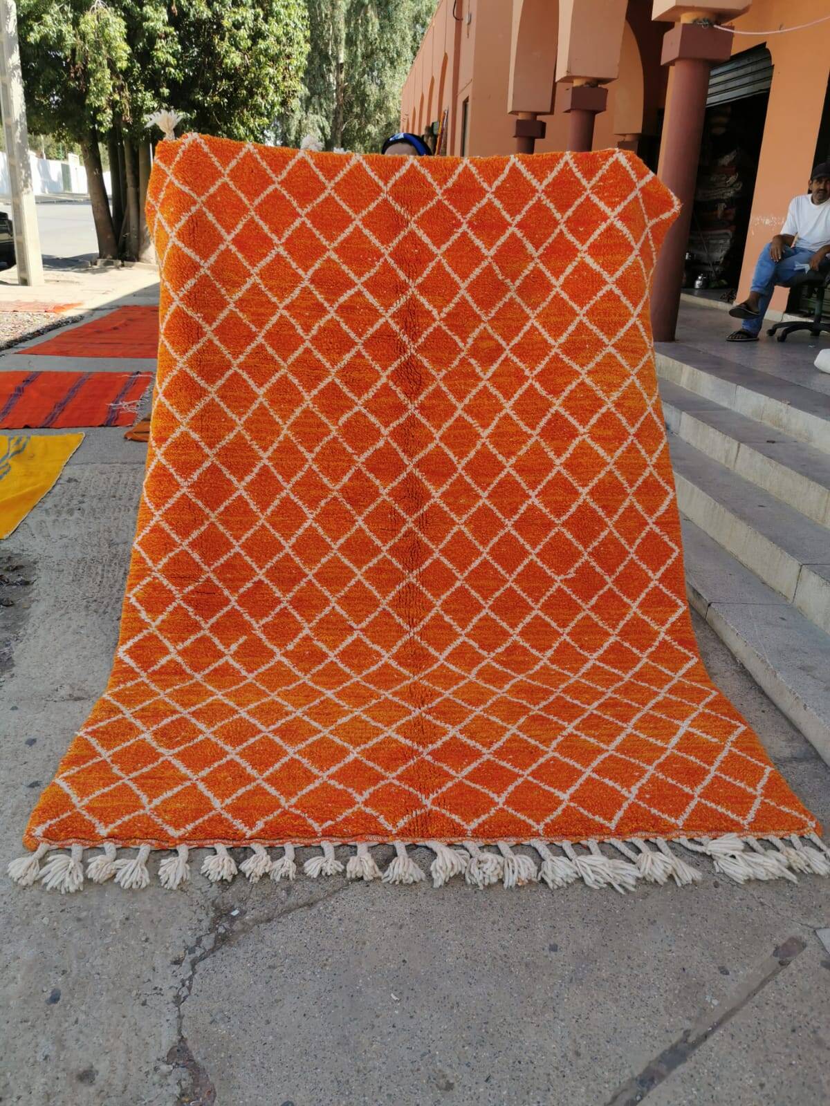 bright orange Beni Ouarain rug 250*150cm
