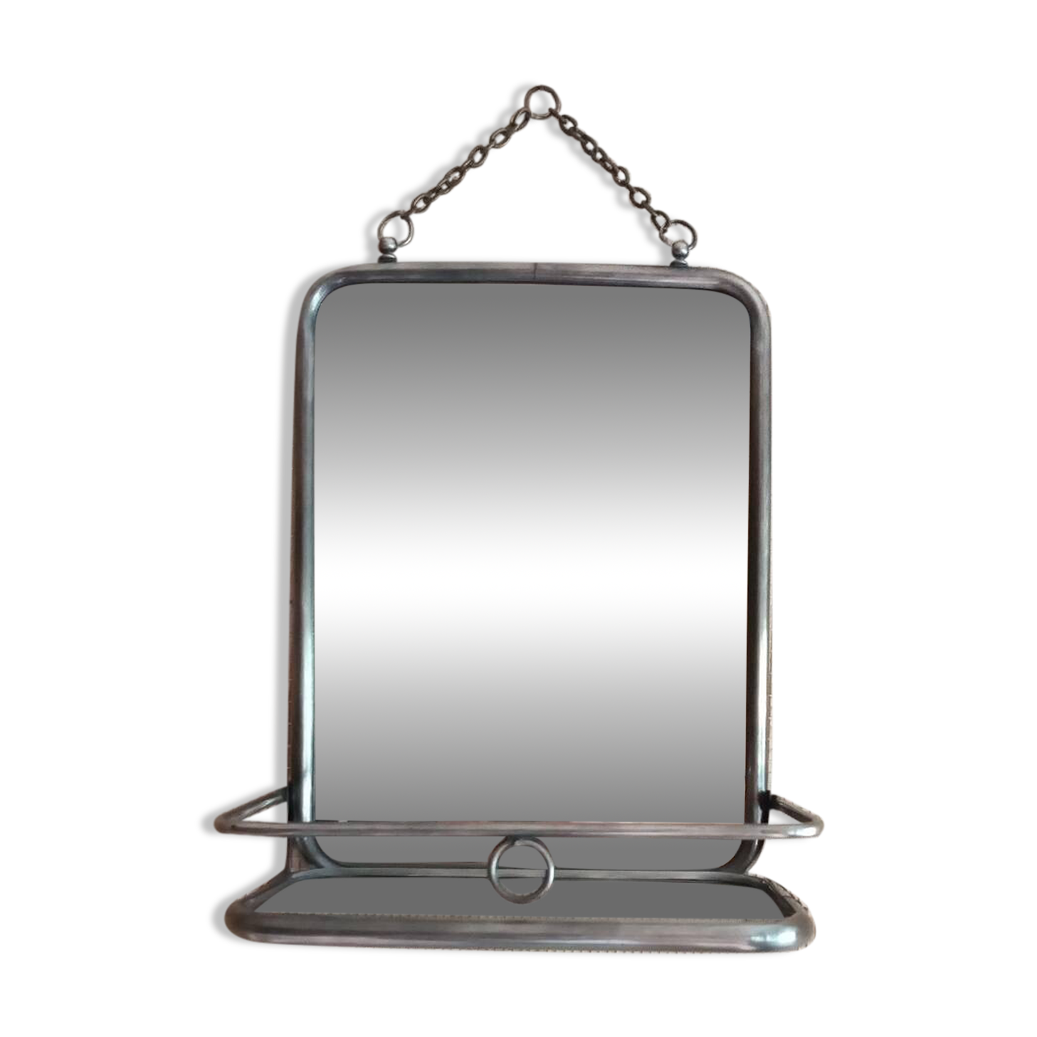 Barber mirror with shelf
