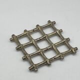 Vintage extendable metal trivet imitation bamboo