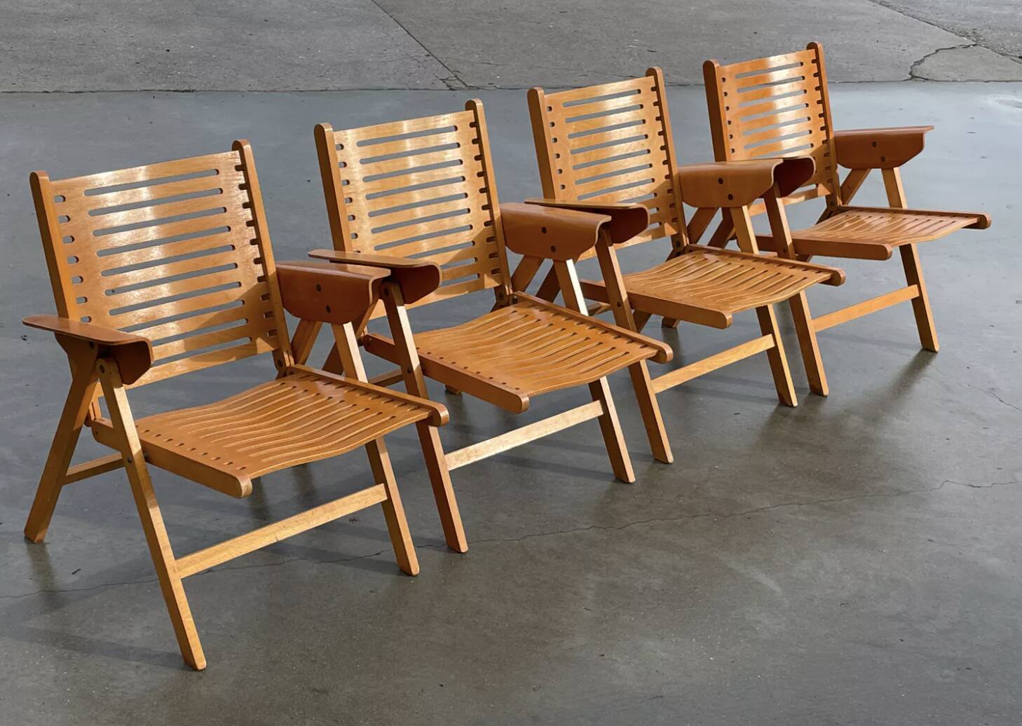 Ensemble vintage de quatre chaises pliantes Rex en contreplaqué, design Niko Kralj, 1950