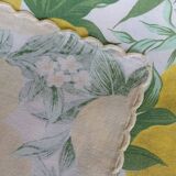 Nappe festonnée en coton vintage 6 serviettes Citrons Fleurs de citronnier