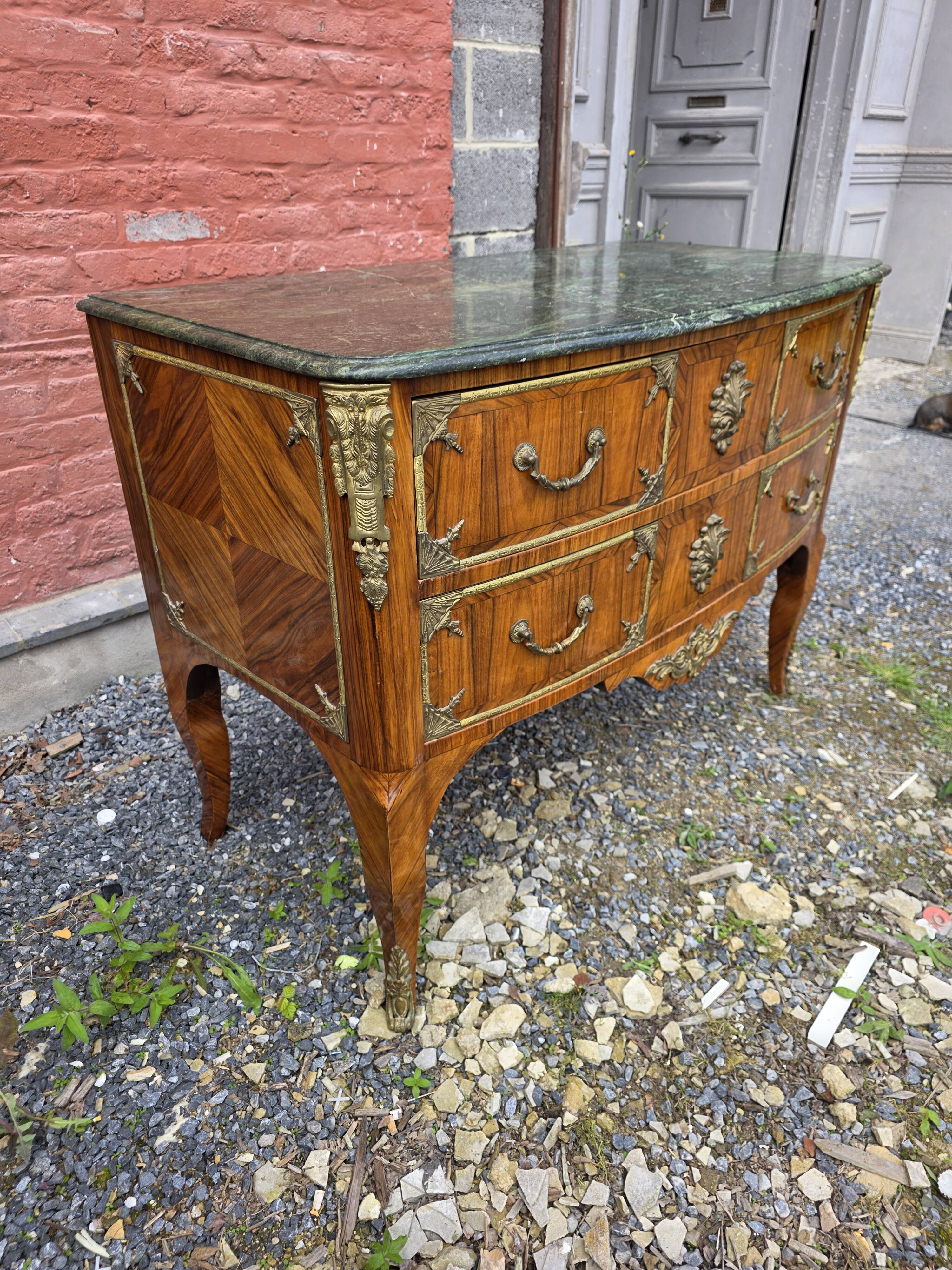 Curved Louis XV style commode in mahogany, mid-20th century.