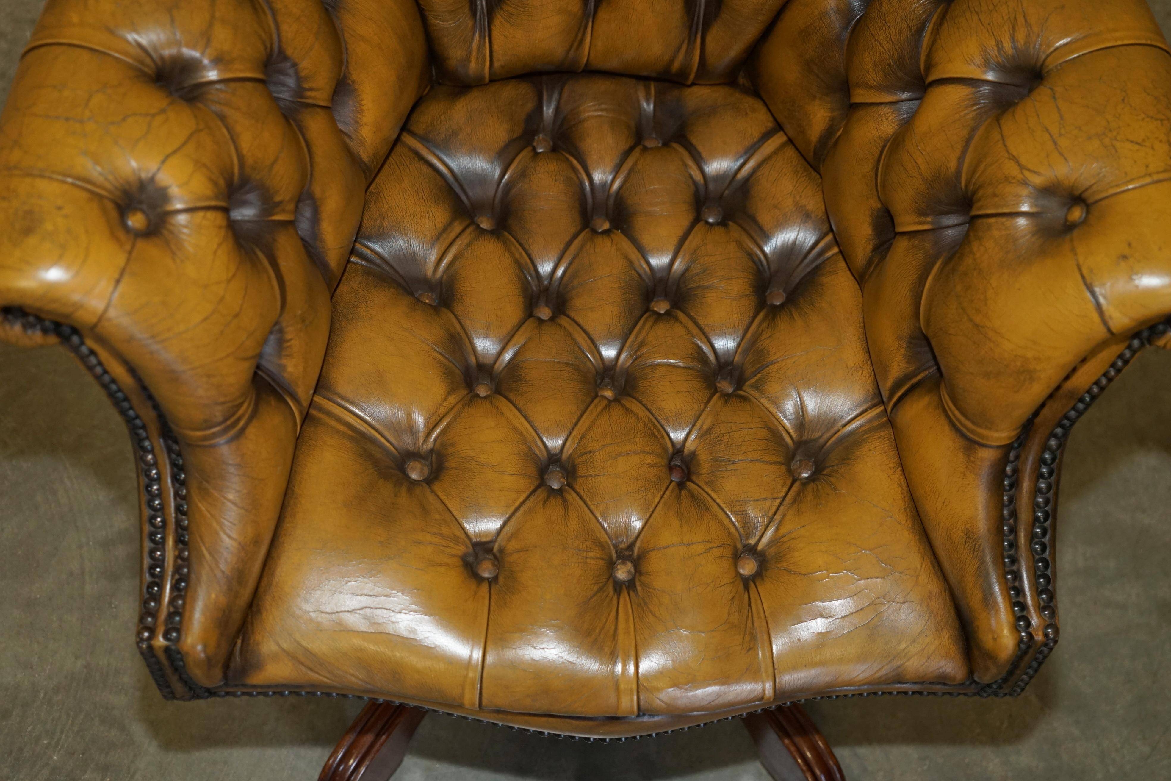 Vintage Leather Chesterfield Director's Armchair