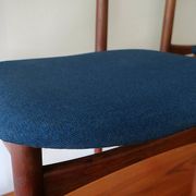 Pair of Lane Perception teak dining chairs in petrol blue-green, USA 1960s