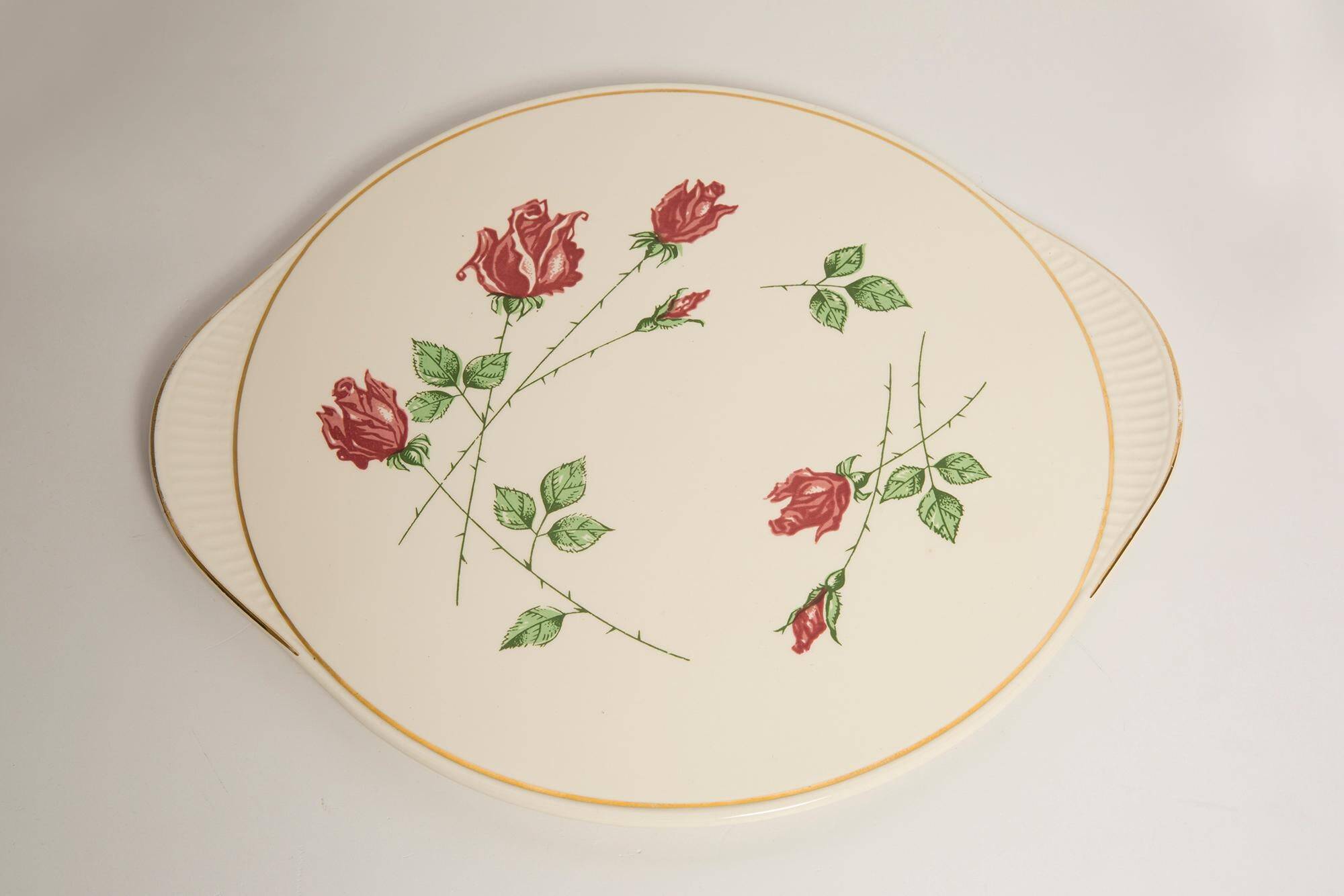 Assiette décorative Rose vintage du milieu du siècle, Allemagne, années 1970