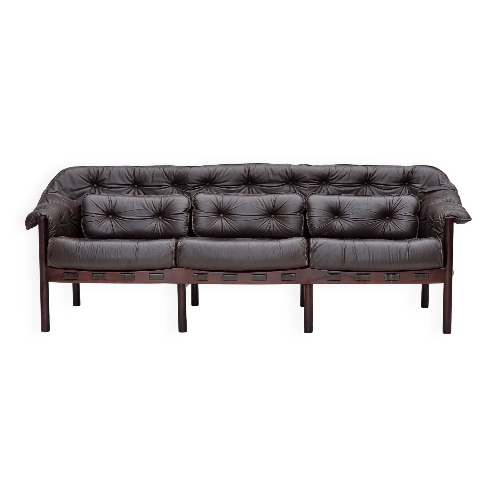 1970s, Scandinavian 3-seater sofa by Arne Norell, furniture leather.