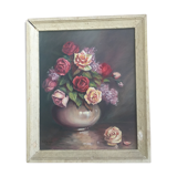 Tableau nature morte roses Valentin Ponseti 1954