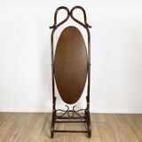 Curved wooden psyche mirror from the 60s