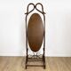 1960s curved wooden cheval mirror