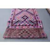 Vintage Turkish Oushak blanket made of wool and cotton, purple, 82x320.