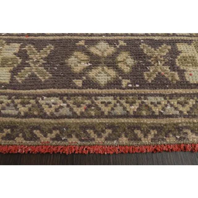 1970s Vintage Turkish Hand-Knotted Wool Cotton Orange Runner Rug 100x360