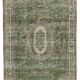 Anatolian handwoven rustic 1970s beige carpet 213 cm x 300 cm